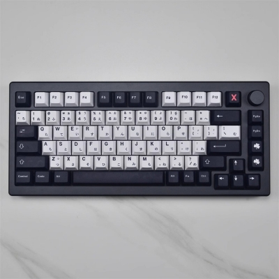 GMK Brief Black-White Japanese 104+25 PBT Dye-subbed Keycaps Set Cherry Profile for MX Switches Mechanical Gaming Keyboard